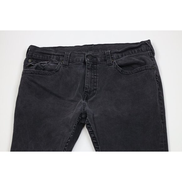 True Religion Mens 42x34 Faded Rocco Relaxed Fit Skinny Leg Denim Jeans Black - Picture 2 of 13